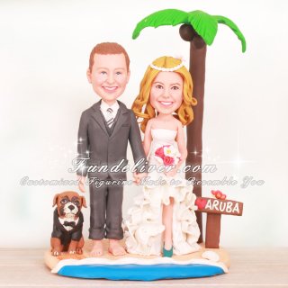 I Iove ARUBA Beach Wedding Cake Toppers