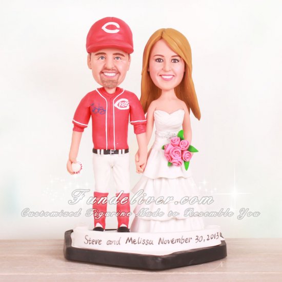 Cincinnati Reds Baseball Wedding Cake Toppers - Click Image to Close