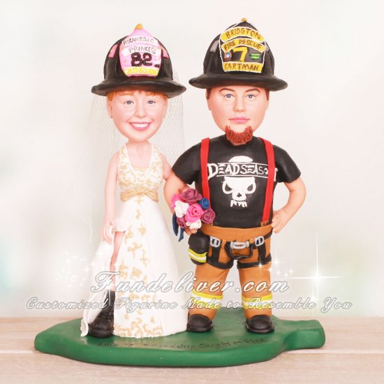 Dead Season Theme Firefighter Wedding Cake Toppers - Click Image to Close