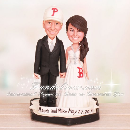 Phillies and Red Sox Baseball Wedding Cake Toppers - Click Image to Close
