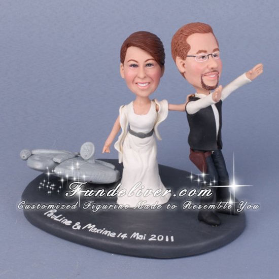 Star Wars Wedding Cake Topper with Millennium Falcon - Click Image to Close
