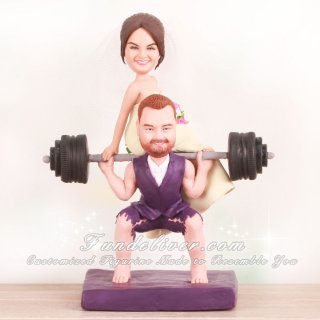 Crossfit Themed Groom Lifting Bride Cake Toppers