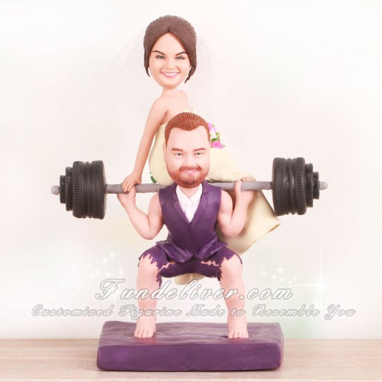 Crossfit Themed Groom Lifting Bride Cake Toppers - Click Image to Close