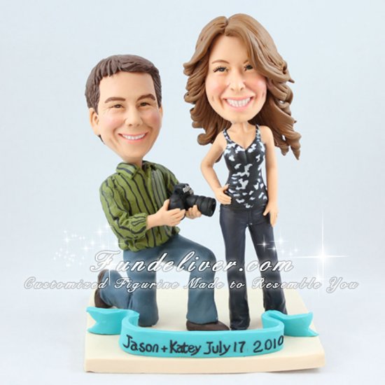 Fashion Girl Taken Photo Cake Topper, Photo Taking Cake Topper - Click Image to Close