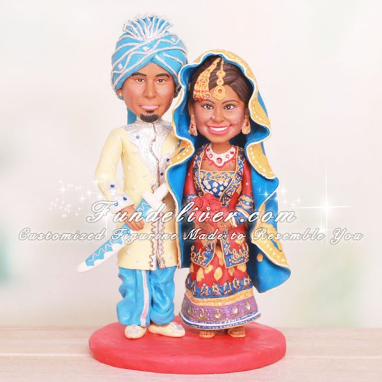 Indian Wedding Cake Toppers in Traditional Dress - Click Image to Close