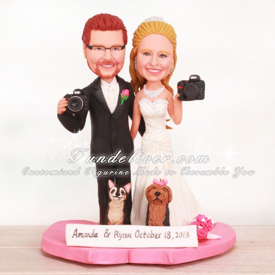Photographer Bride and Groom Cake Toppers - Click Image to Close
