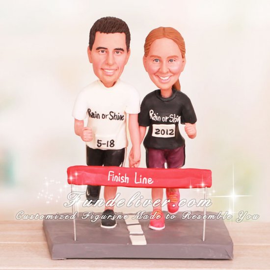 We Cross The Line Running Wedding Cake Toppers - Click Image to Close