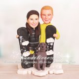 Snowboard Cake Topper With Snowflake Base and Dog