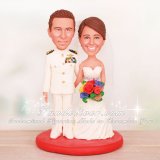 Lieutenant LT Navy Dress White Wedding Cake Toppers