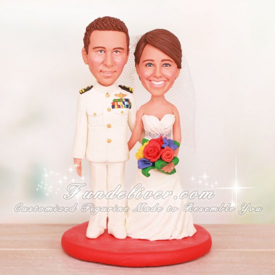 Lieutenant LT Navy Dress White Wedding Cake Toppers - Click Image to Close