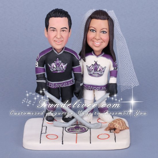 Los Angeles L.A. Kings Hockey theme Wedding Cake Toppers - Click Image to Close