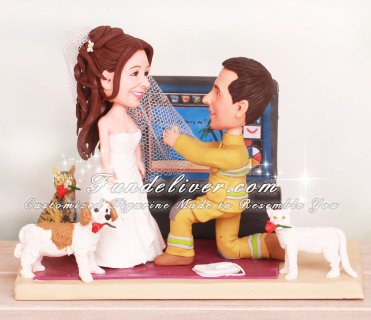 Proposal Via WII Game “uDraw” Wedding Cake Toppers