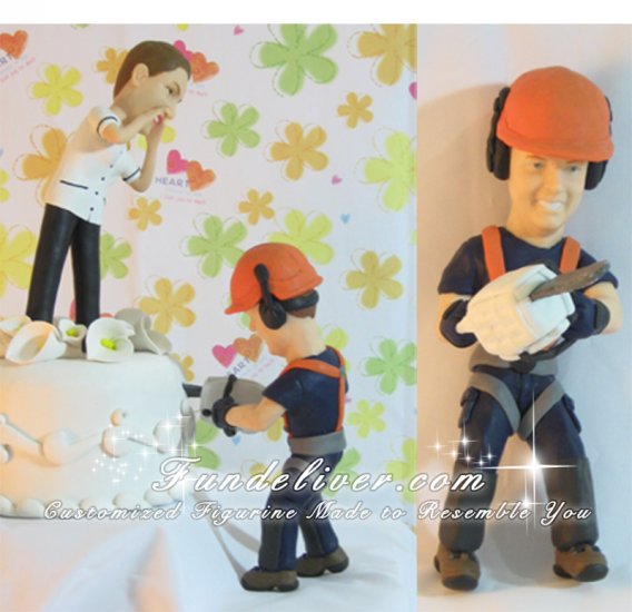 Tree Surgeon Wedding Cake Toppers, Tree Surgeon Cake Toppers - Click Image to Close