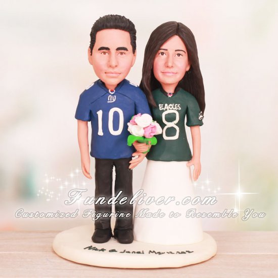 NY Football Giants and Philadelphia Eagles Wedding Cake Toppers - Click Image to Close