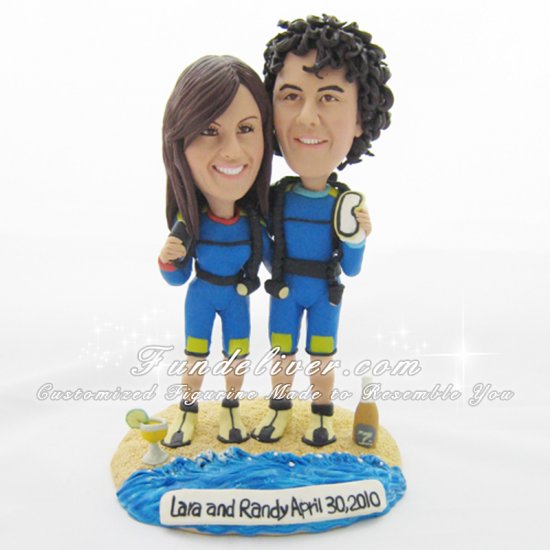 Scuba Diver Cake Toppers, Scuba Diving Wedding Cake Toppers Figurines - Click Image to Close