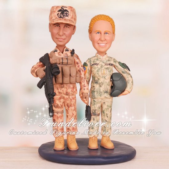 Marine Corps and Army Wedding Cake Toppers - Click Image to Close