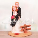 Bride Giving Groom Piggyback Ride Wedding Cake Toppers