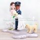 Airplane Wedding Cake Topper with Pilot Groom Holding Bride Beside Arbor and Dog Airplane Wedding Cake Topper with Pilot Groom Holding Bride Beside Arbor and Dog