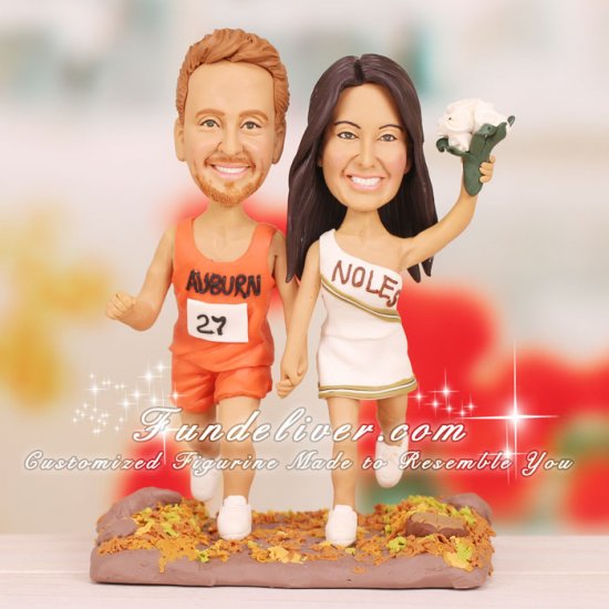 Track Runner and Cheerleader Wedding Cake Toppers - Click Image to Close