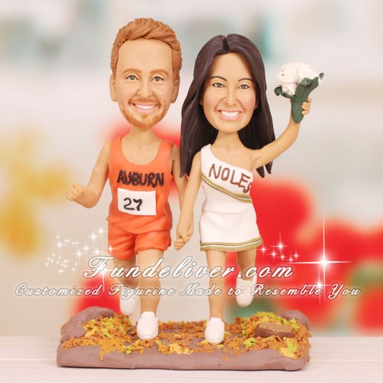 Track Runner and Cheerleader Wedding Cake Toppers - Click Image to Close