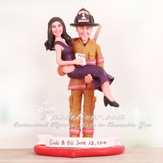Math Teacher and Firefighter Wedding Cake Toppers - Click Image to Close