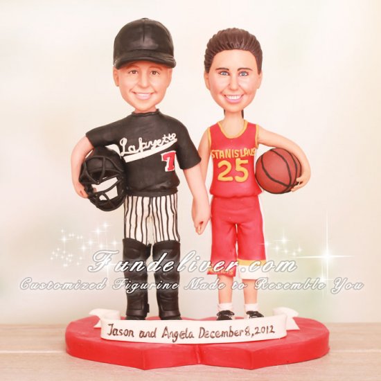 Baseball Catcher Wedding Cake Toppers - Click Image to Close
