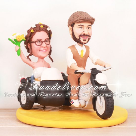 Motorcycle Sidecar Wedding Cake Toppers - Click Image to Close