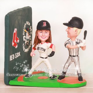 New York Yankees and Boston Red Sox Baseball Wedding Cake Toppers