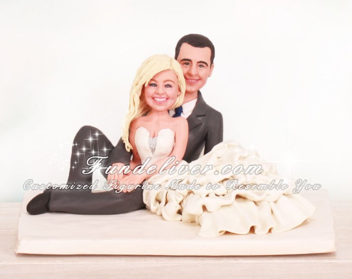 Bride Lying Together With Groom Wedding Cake Toppers - Click Image to Close