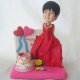 "Happy Birthday" Princess Style Dress Birthday Cake Toppers with Mini Cake and Flowers