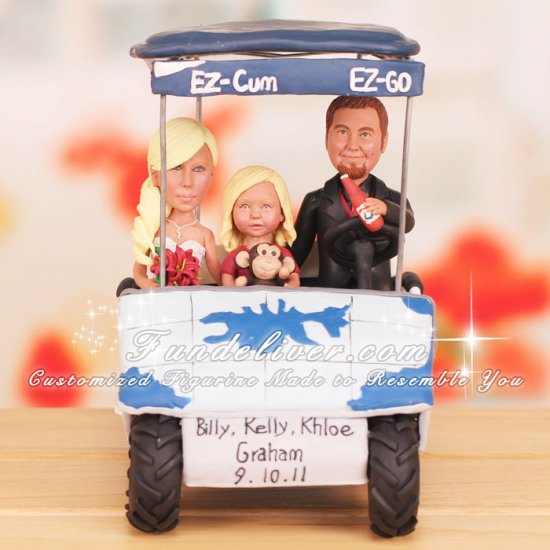 Family in Golf Cart Golf Theme Cake Toppers - Click Image to Close