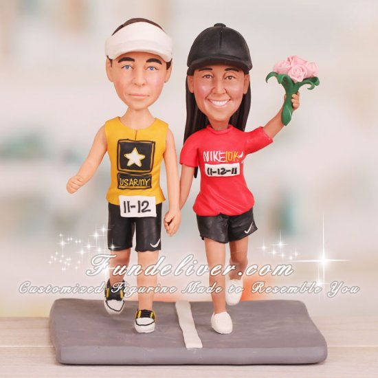 Bride and Groom Running Cake Toppers - Click Image to Close