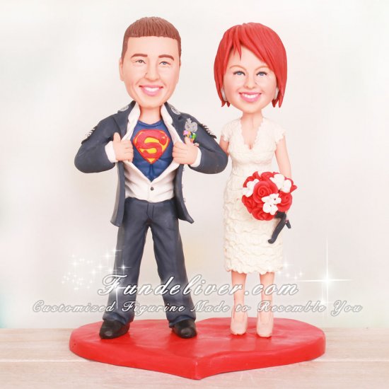 Superman Pose Air Force Wedding Cake Toppers - Click Image to Close