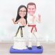 Martial Arts Cake Topper with Bride and Groom in Fighting Stance