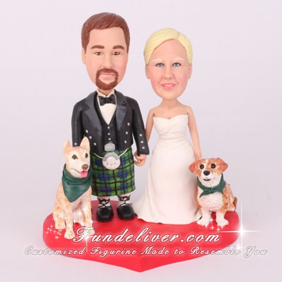 Groom in Kilt Scottish and Irish Theme Wedding Cake Toppers - Click Image to Close