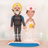 US Coast Guard Deep Sea Diver and Nurse Wedding Cake Toppers