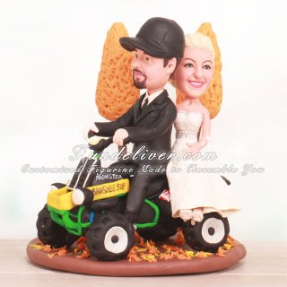 Four Wheeler Autumn Setting Wedding Cake Toppers