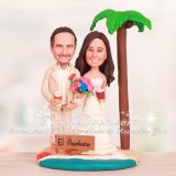 Groom Holding Cigarette Tropical Beach Wedding Cake Toppers