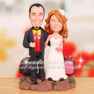 Hiking Hiker Bride and Groom Cake Toppers