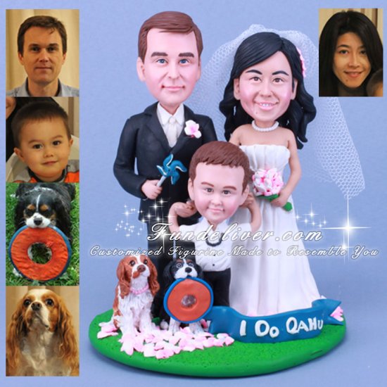 Family Wedding Cake Topper with Parents Bride Groom and Child - Click Image to Close
