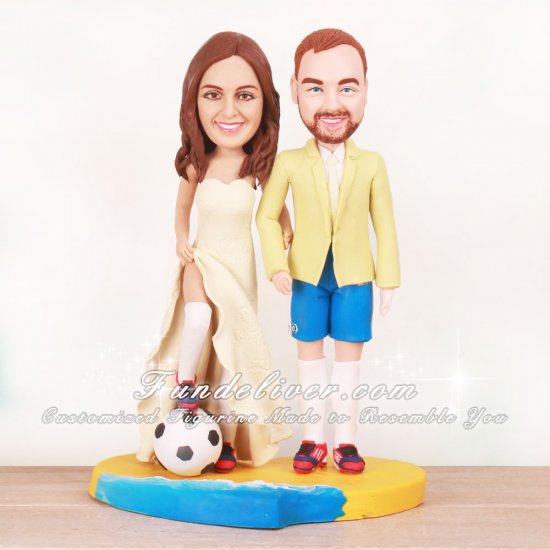 Soccer Themed Beach Wedding Cake Toppers - Click Image to Close