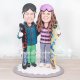Snowboard Cake Toppers with Bride and Groom Wearing Winter Apparel