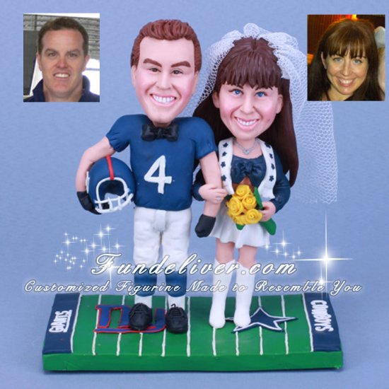 Dallas Cowboy Cheerleader and New York Giants Cake Toppers - Click Image to Close