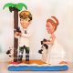 Groom Playing Paintball Bride Photographing Him Wedding Cake Toppers