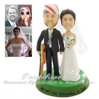 Guitar Player Cake Topper in Tux and Wedding Gown
