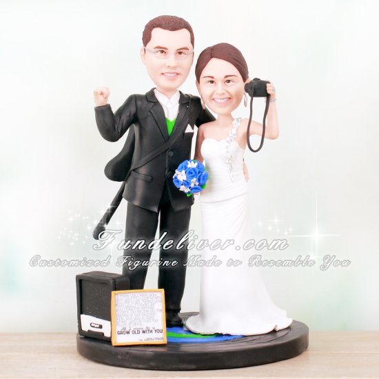 Musician and Photographer Cake Topper with Guitar, Amp & Song Lyrics - Click Image to Close