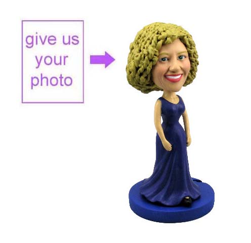 Personalized Gift - Woman Figurine in Elegant Blue Dress - Click Image to Close