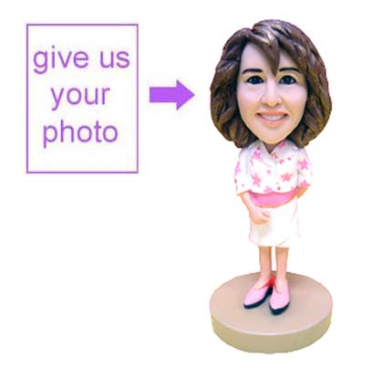 Personalized Gift - Woman Figurine in Pink and White - Click Image to Close
