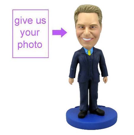 Personalized Gift - Man Figurine In Blue Suit - Click Image to Close