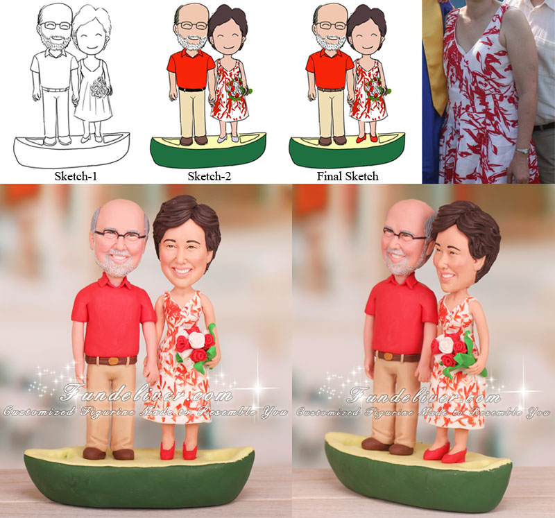 Funny Anniversary Cake Toppers Canoe Theme